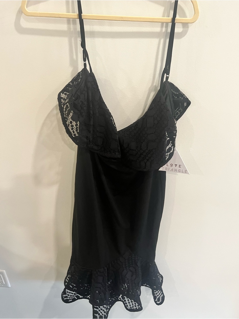 Love Triangle Black Lace Trim Midi Dress NWT Size 10